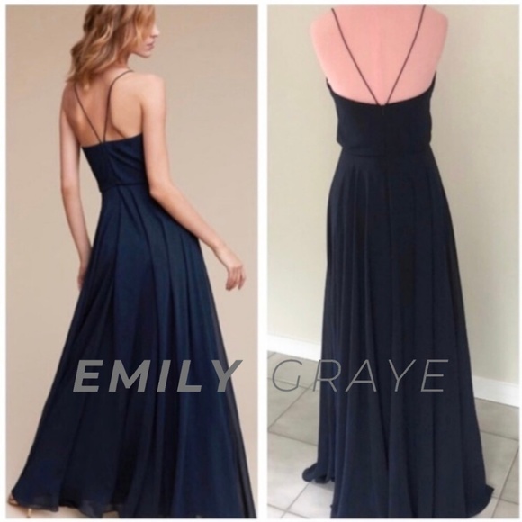 BHLDN Jenny Yoo Inesse Dress in Navy Size 0 EUC - Picture 6 of 8